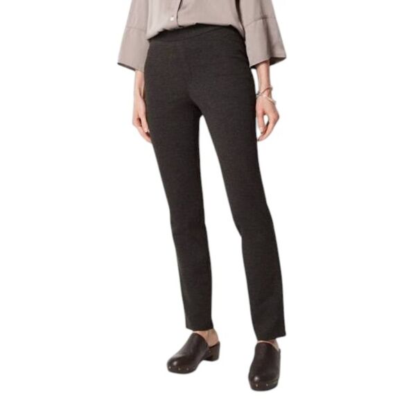 J JILL Charcoal Grey Ponte Slim Leg Ankle Trousers Pants Elastic Waist Sz S - Picture 1 of 6